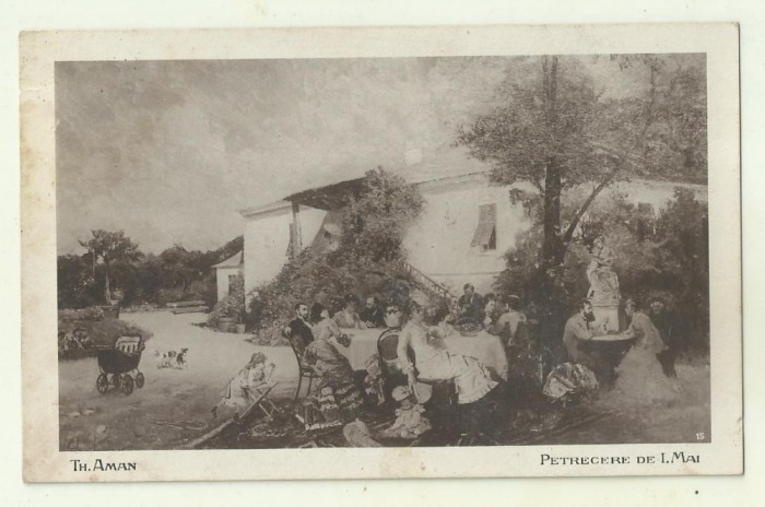 cp Artistii nostri : Th.Aman - PETRECERE DE 1 MAI, anii 1910 (Colectia Sfetea)