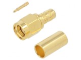 Conector SMA Tată Drept 50&Omega; Lipire Crimpat PTFE Aurit
