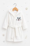 Halat de baie alb pentru copii Pisicuta (Marime Disponibila: 2-3 ani)