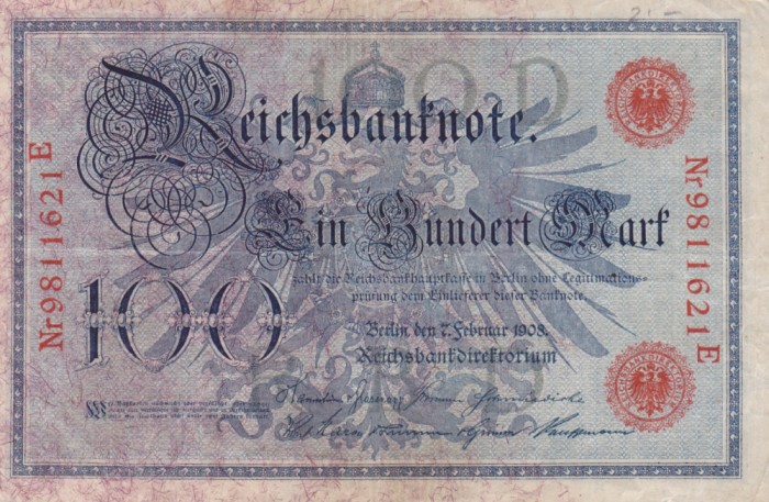 GERMANIA 100 marci 1908 VF/VF+!!!