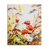 Tablou pictat manual, Maci in camp, 60x50cm ulei pe panza efect 3D, gata de agatat pe perete