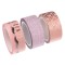 Set Benzi Adezive Washi, 3Buc, Model Glitter Roz Auriu, Dimensiuni 5m x 1.5cm