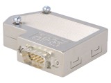 Conector D-Sub 9 PIN unghi 55&deg; cu bornă și carcasă ABS