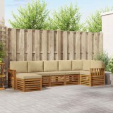 vidaXL Seturi de canapele 7 pcs Natural și Bej Lemn Solid de Acacia 3375163
