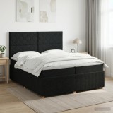 Cumpara ieftin Pat boxspring cu saltea Negru 200 x 200 cm Tesatura
