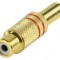 Mufa RCA mama protectie aurit metal inel rosu Valueline