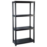 Cumpara ieftin Raft de depozitare cu 4 polite, negru, 61x30,5x130 cm, plastic