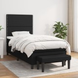 VidaXL Pat box spring cu saltea, negru, 90x190 cm, textil