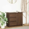 Bufeta Gossi Stejar Maro 71x35x65 cm, Lemn Prelucrat, 3 Sertare, 1 Usa, Raft Interior, Depozitare Living/Hol