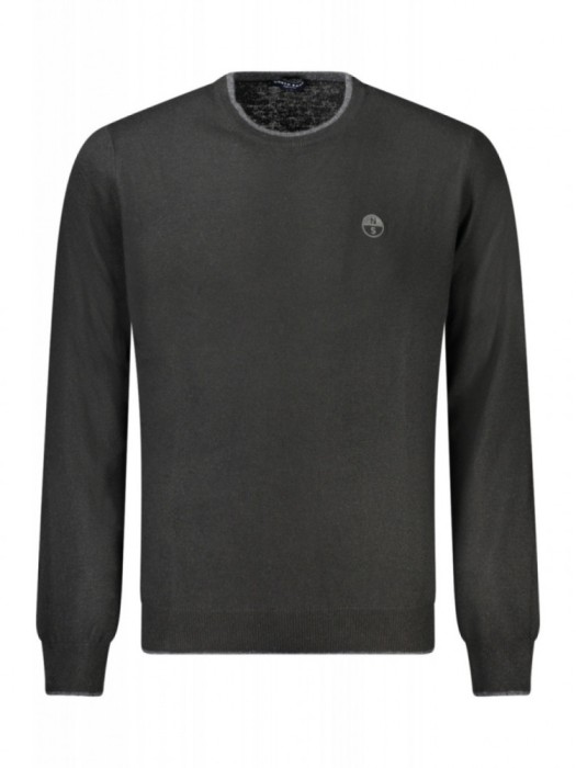 Pulover barbati, cu mini logo brodat, Regular fit, negru, L