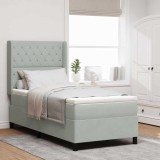 Cumpara ieftin Pat cu arcuri cu saltea cu led Gri deschis 90 x 190 cm Catifea