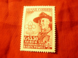 Serie 1 valoare Brazilia 1957 - 100 Ani Robert-Baden-Powell -General , val. 3,3c, Nestampilat