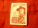 Serie 1 valoare Brazilia 1957 - 100 Ani Robert-Baden-Powell -General , val. 3,3c, Nestampilat