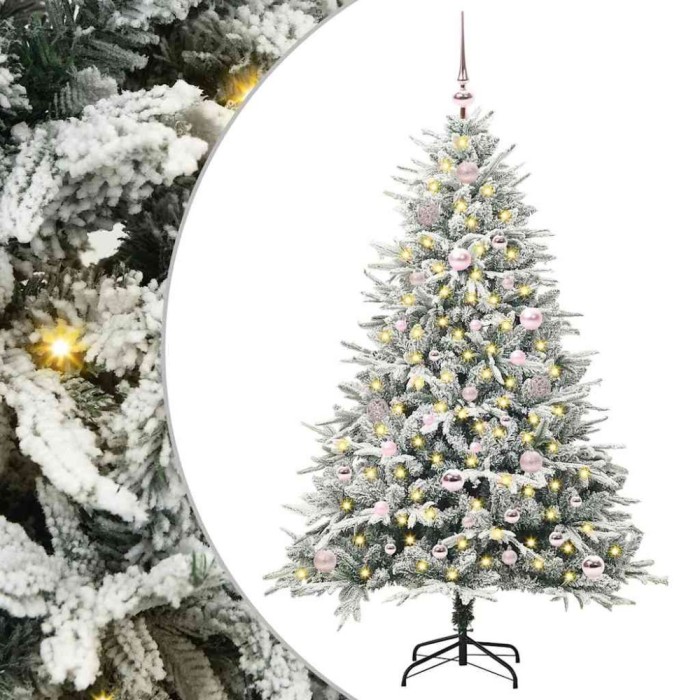 vidaXL Brad de Crăciun artificial iluminat cu set de bile Verde 150 cm 3395386