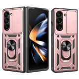 Husa pentru samsung galaxy z fold 5, camshield protectie camera, inel magnetic, slide si snap, rose gold