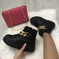 Ghete dama negre cu lant marime 39+CADOU foto