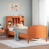 VidaXL Pat bibliotecă fără saltea maro ceruit 75x190 cm lemn masiv pin 3323169