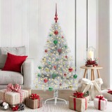 VidaXL Pom de Crăciun artificial pre-iluminat Argintiu 150 cm PET 3397201