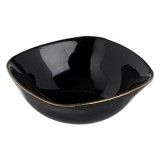 Bol Pătrat din Opal Negru cu Margine Aurie pentru Snack 190ml, CMCLASS
