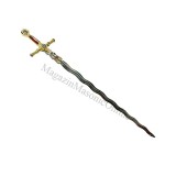 Spadă Flamboaiantă cu Simboluri Masonice &ndash; Oțel de Toledo &ndash; 116 cm