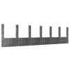 Coș de gabion &icirc;n formă de U cu 7 st&acirc;lpi, 740x20x200 cm, fier