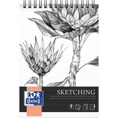 Bloc De Desen Cu Spirala, Oxford Sketching, A3, 50 File - 120g/mp, Coperta Carton - Design Flori foto