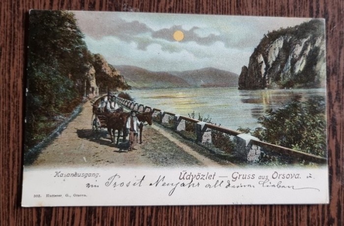 Carte postala circulata, color, Gruss aus Orsova, datata 1903
