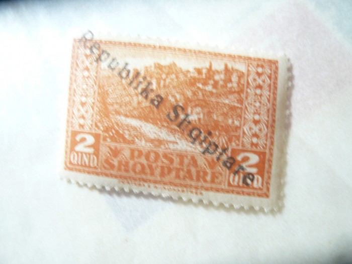 Timbru Albania 1925 - peisaj cu supratipar R. Albania