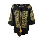 Cumpara ieftin Bluza neagra cu motiv floral auriu - BMG163