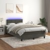 VidaXL Pat cu arcuri, saltea și LED, gri &icirc;nchis, 120x200 cm, catifea 3134394