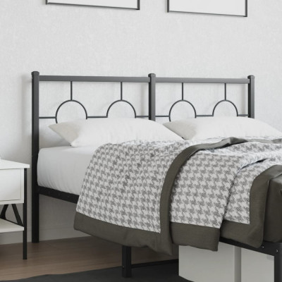 vidaXL Tăblie de pat metalică, negru, 135 cm foto