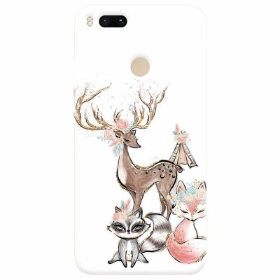 Husa silicon pentru Xiaomi Mi A1, Foxs And Deer foto