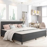 vidaXL Cadru pat continental, gri, 200x200 cm, material textil 287459