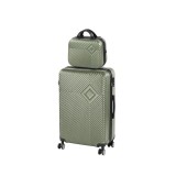 Set 2 Valize cu Roti Leziter TraveLux Pro VIII ABS Verde Ulei - Bagaj Mana 28x36x16cm, Valiza Mare 76x50x29cm, 4 Roti Duble, Cod