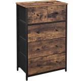 SONGMICS Comoda cu 5 sertare 56x30x89 cm, cadru metalic si blat MDF, manere lemn, maro rustic si negru Household NewTrend
