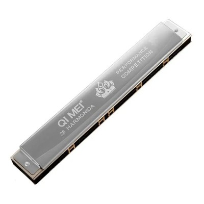 Muzicuta profesionala metalica in cutie Harmonica cu 28 note,QI MEI foto