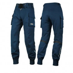 Pantaloni moto/atv bumbac, protectii soft genunchi si sold detasabile, material respirabil si elastic, impermeabil, Albastru