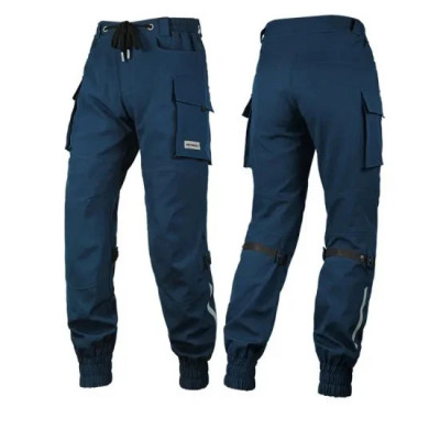 Pantaloni moto/atv bumbac, protectii soft genunchi si sold detasabile, material respirabil si elastic, impermeabil, Albastru foto