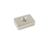 Magnet neodim 30x20x10 mm, gaura de 5 mm cu sanfren, dreptunghi, N35