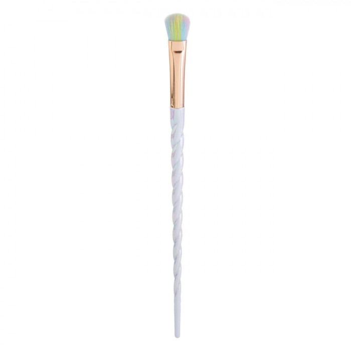 Pensulă Machiaj Fard de Ochi, Fashion, Unicorn, Corp Lila, Păr Multicolor, 18cm