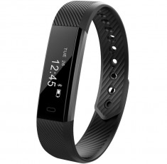 Bratara Fitness iUni ID115 Plus, Display OLED, Bluetooth, Pedometru, Monitorizare puls, Notificari, Android si iOS, Negru foto