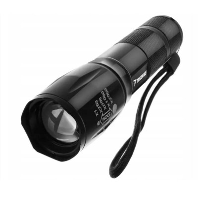 Lanterna aluminiu, cu acumulator, tactica, militara, Trizand, LED CREE XPE, UV si ZOOM, reglabila, 300 m, 3x13-14 cm foto