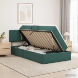 Cumpara ieftin Pat cu LED si saltea Verde inchis 90 x 200 cm Catifea