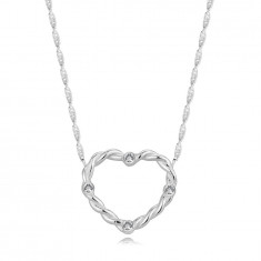 Colier din argint 925 – conturul inimii cu umăr răsucit, zirconii rotunde