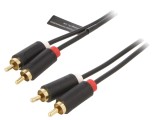 Cablu RCA 2x Mufe Aurite Negru 1m