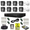 Kit supraveghere Hikvision 8 camere 5MP Microfon Dual Light Lentila 2.8mm, DVR 8 canale 8MP Audio AcuSense, Accesorii montaj, HDD 1TB + Autocolant Rov