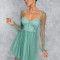 Rochie mini, cu maneca din tull, stil corset, verde, dama