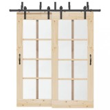 VidaXL Set feronerie pentru uși glisante, negru, 200 cm, oțel