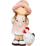 Decoratiune gradina, MagicHome, ceramica, fata cu cocos, 15.5x25.5x44.5 cm, Magic Home
