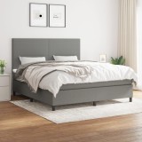 Cumpara ieftin Pat box spring cu saltea, gri &icirc;nchis, 180x200 cm, textil